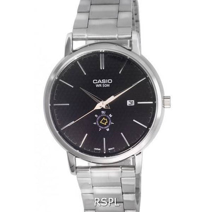Montre Homme Casio Analogique Acier Inoxydable Cadran Noir Quartz MTP-B125D-1A MTPB125D-1