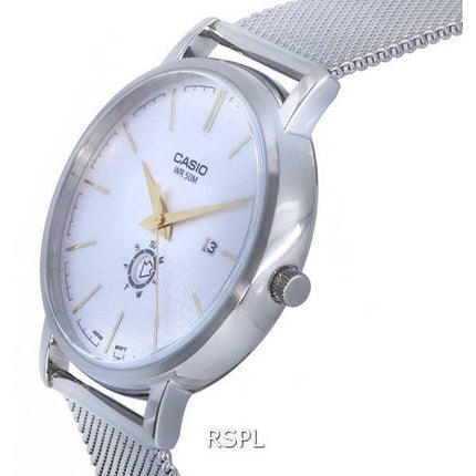 Casio Analogique Acier Inoxydable Maille Argent Cadran Quartz MTP-B125M-7A MTPB125M-7 Montre Homme