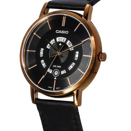 Montre Homme Casio Standard Analogique Bracelet Cuir Cadran Noir Quartz MTP-B135RL-1A MTPB135RL-1