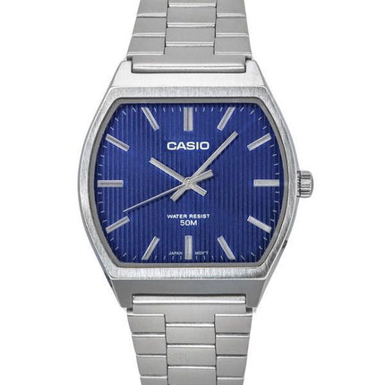 Montre Casio Standard analogique en acier inoxydable avec cadran bleu et quartz MTP-B140D-2A pour homme