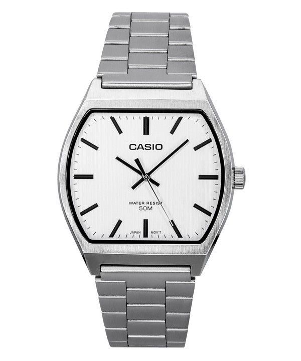 Montre Casio Standard analogique en acier inoxydable avec cadran blanc et quartz MTP-B140D-7A pour homme