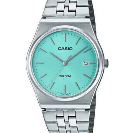 Montre Casio Standard en acier inoxydable avec cadran turquoise et quartz MTP-B145D-2A1 pour homme