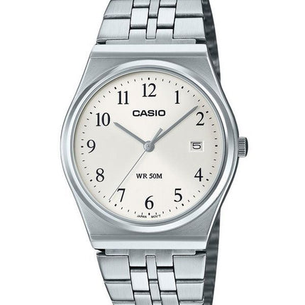 Montre Casio Standard analogique en acier inoxydable avec cadran blanc et quartz MTP-B145D-7B pour homme