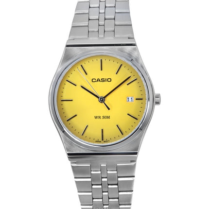 Casio Standard analogique en acier inoxydable cadran jaune Quartz MTP-B145D-9AV montre unisexe