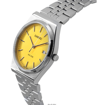 Casio Standard analogique en acier inoxydable cadran jaune Quartz MTP-B145D-9AV montre unisexe