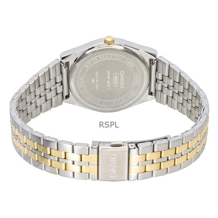 Montre homme Casio analogique bicolore en acier inoxydable, cadran noir, mouvement à quartz MTP-B145SG-1AV