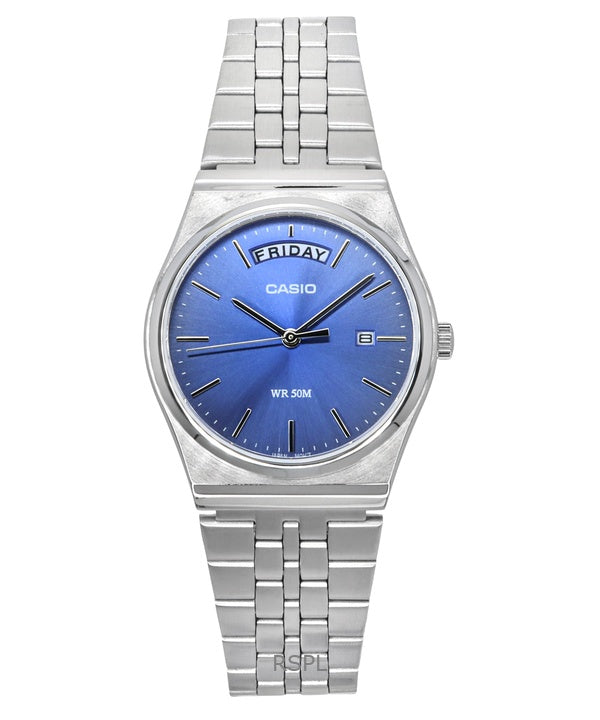 Montre analogique Casio Standard pour homme, acier inoxydable, cadran bleu, quartz, MTP-B146D-2AV