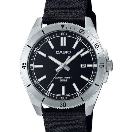 Montre pour homme Casio Standard analogique avec bracelet en tissu et cadran noir à quartz MTP-B155C-1E