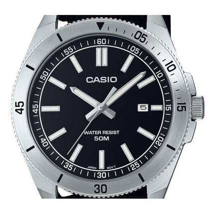 Montre pour homme Casio Standard analogique avec bracelet en tissu et cadran noir à quartz MTP-B155C-1E
