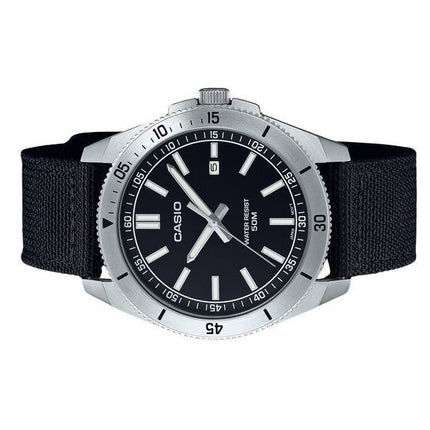 Montre pour homme Casio Standard analogique avec bracelet en tissu et cadran noir à quartz MTP-B155C-1E