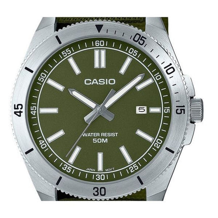 Montre pour homme Casio Standard analogique avec bracelet en tissu et cadran vert à quartz MTP-B155C-3E