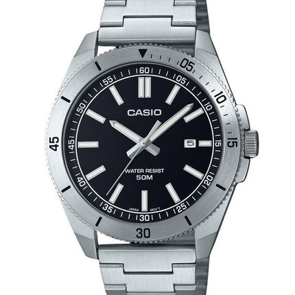 Montre Casio Standard analogique en acier inoxydable avec cadran noir et quartz MTP-B155D-1E pour homme