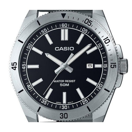 Montre Casio Standard analogique en acier inoxydable avec cadran noir et quartz MTP-B155D-1E pour homme