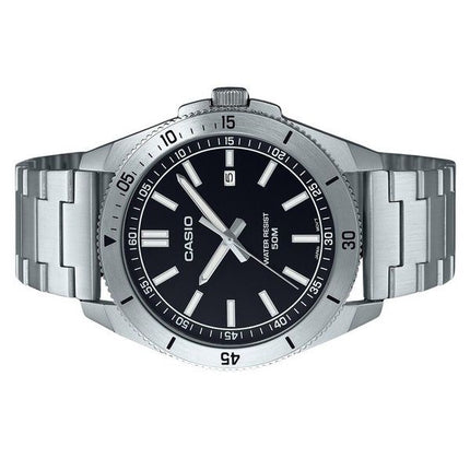 Montre Casio Standard analogique en acier inoxydable avec cadran noir et quartz MTP-B155D-1E pour homme