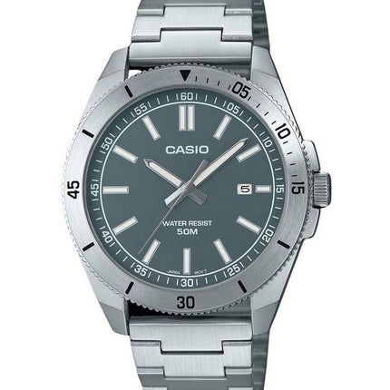 Montre Casio Standard analogique en acier inoxydable avec cadran gris et quartz MTP-B155D-3EV pour homme