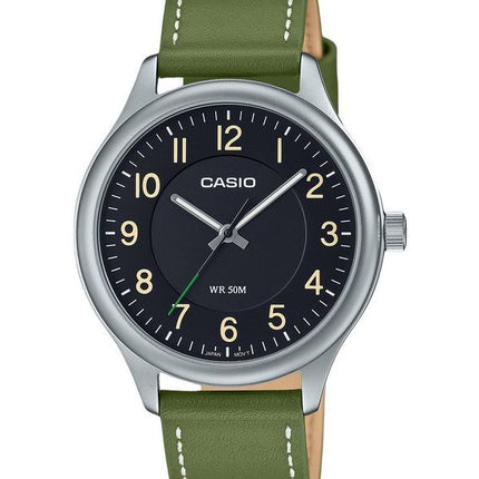 Montre pour homme Casio Standard analogique avec bracelet en cuir et cadran noir à quartz MTP-B160L-1B1