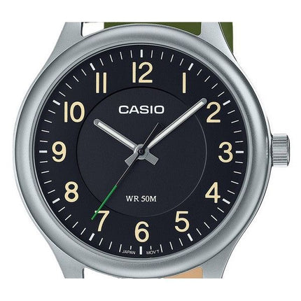 Montre pour homme Casio Standard analogique avec bracelet en cuir et cadran noir à quartz MTP-B160L-1B1