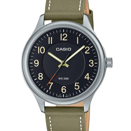 Montre Casio Standard analogique avec bracelet en cuir et cadran noir à quartz MTP-B160L-1B2 pour homme