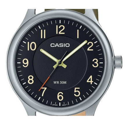 Montre Casio Standard analogique avec bracelet en cuir et cadran noir à quartz MTP-B160L-1B2 pour homme