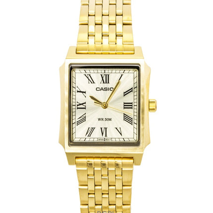 Montre homme Casio analogique en acier inoxydable, cadran doré, mouvement à quartz MTP-B190G-9BV