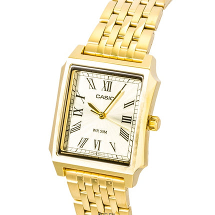 Montre homme Casio analogique en acier inoxydable, cadran doré, mouvement à quartz MTP-B190G-9BV