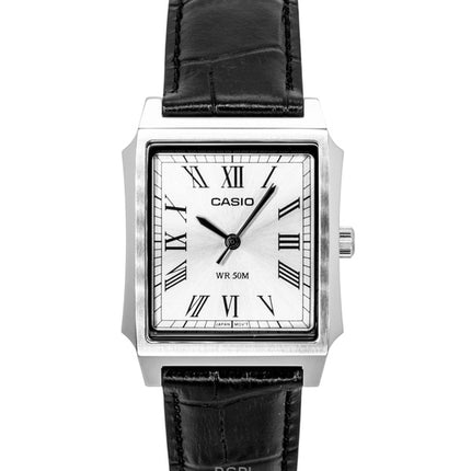 Montre homme Casio analogique à quartz MTP-B190L-7BV, bracelet en cuir, cadran argenté