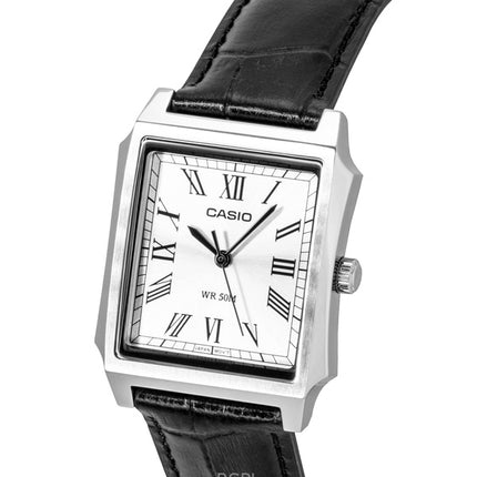 Montre homme Casio analogique à quartz MTP-B190L-7BV, bracelet en cuir, cadran argenté