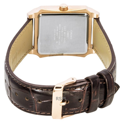 Montre homme Casio analogique à quartz, bracelet en cuir, cadran doré, MTP-B190RGL-9BV