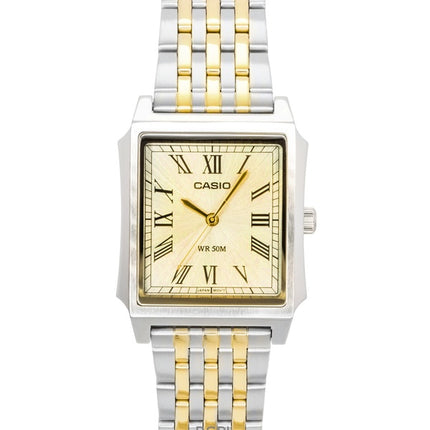 Montre homme Casio analogique en acier inoxydable, cadran doré, mouvement à quartz MTP-B190SG-9BV