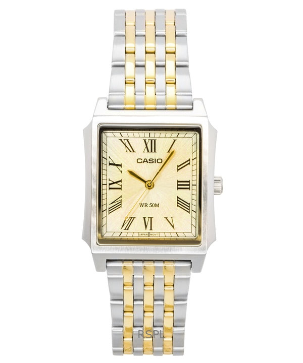 Montre homme Casio analogique en acier inoxydable, cadran doré, mouvement à quartz MTP-B190SG-9BV