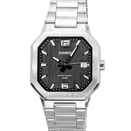 Montre homme Casio analogique en acier inoxydable, cadran noir, mouvement à quartz MTP-B195D-1AV