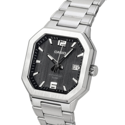 Montre homme Casio analogique en acier inoxydable, cadran noir, mouvement à quartz MTP-B195D-1AV