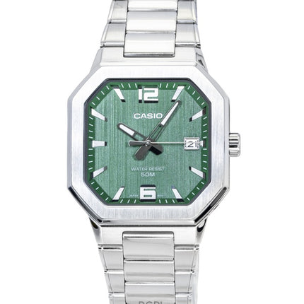 Montre homme Casio analogique en acier inoxydable, cadran vert, mouvement à quartz MTP-B195D-3AV