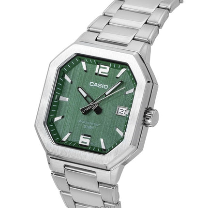 Montre homme Casio analogique en acier inoxydable, cadran vert, mouvement à quartz MTP-B195D-3AV