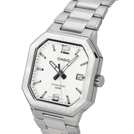 Montre homme Casio analogique en acier inoxydable, cadran argenté, mouvement à quartz MTP-B195D-7AV