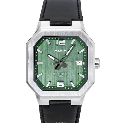 Montre homme Casio analogique à quartz, bracelet en cuir, cadran vert, MTP-B195L-3AV