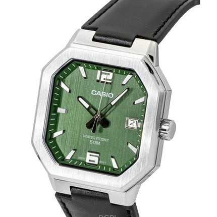 Montre homme Casio analogique à quartz, bracelet en cuir, cadran vert, MTP-B195L-3AV
