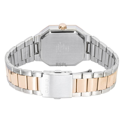 Montre homme Casio analogique bicolore en acier inoxydable, cadran noir, mouvement à quartz MTP-B195RG-2AV
