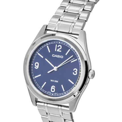 Montre homme Casio MTP-B210D-2A2V, analogique standard, en acier inoxydable, cadran bleu marine, mouvement à quartz.