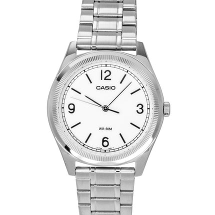 Montre homme Casio MTP-B210D-7AV, analogique standard, cadran blanc, en acier inoxydable, à quartz.