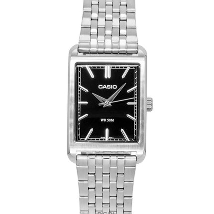 Montre homme Casio analogique en acier inoxydable, cadran noir, mouvement à quartz MTP-B215D-1AV