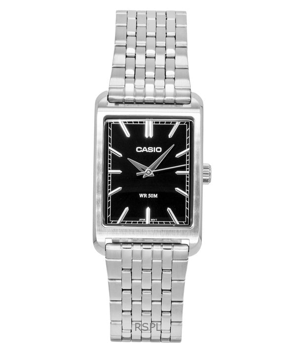 Montre homme Casio analogique en acier inoxydable, cadran noir, mouvement à quartz MTP-B215D-1AV