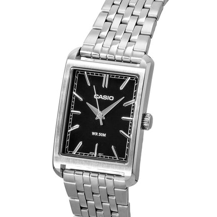 Montre homme Casio analogique en acier inoxydable, cadran noir, mouvement à quartz MTP-B215D-1AV