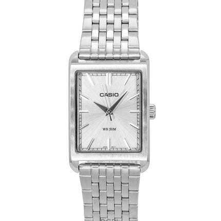 Montre homme Casio analogique en acier inoxydable, cadran argenté, mouvement à quartz MTP-B215D-7AV