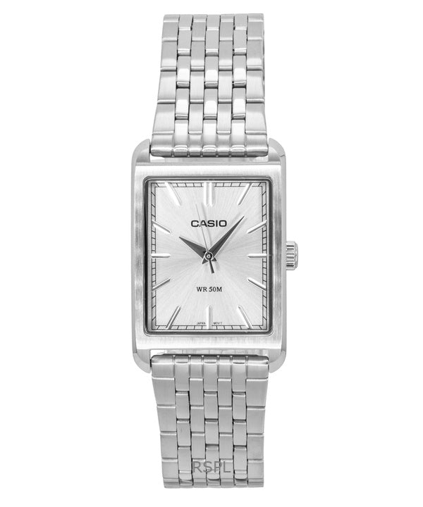 Montre homme Casio analogique en acier inoxydable, cadran argenté, mouvement à quartz MTP-B215D-7AV