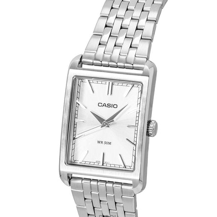 Montre homme Casio analogique en acier inoxydable, cadran argenté, mouvement à quartz MTP-B215D-7AV