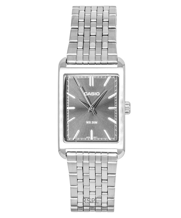 Montre homme Casio analogique en acier inoxydable, cadran gris, mouvement à quartz MTP-B215D-8AV