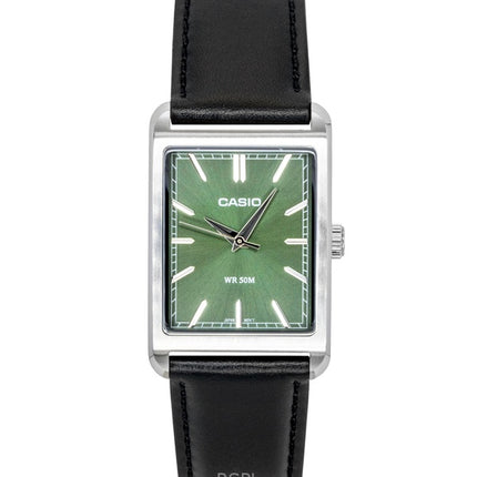 Montre homme Casio analogique à quartz, bracelet en cuir, cadran vert, MTP-B215L-3AV