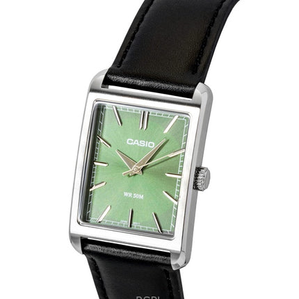 Montre homme Casio analogique à quartz, bracelet en cuir, cadran vert, MTP-B215L-3AV