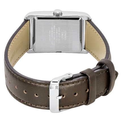 Montre homme Casio MTP-B215L-7AV à quartz, bracelet en cuir analogique et cadran argenté